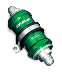 Fuelab 818 In-Line Fuel Filter Standard -6AN In/Out 100 Micron Stainless - Green - Mammoth Racing -