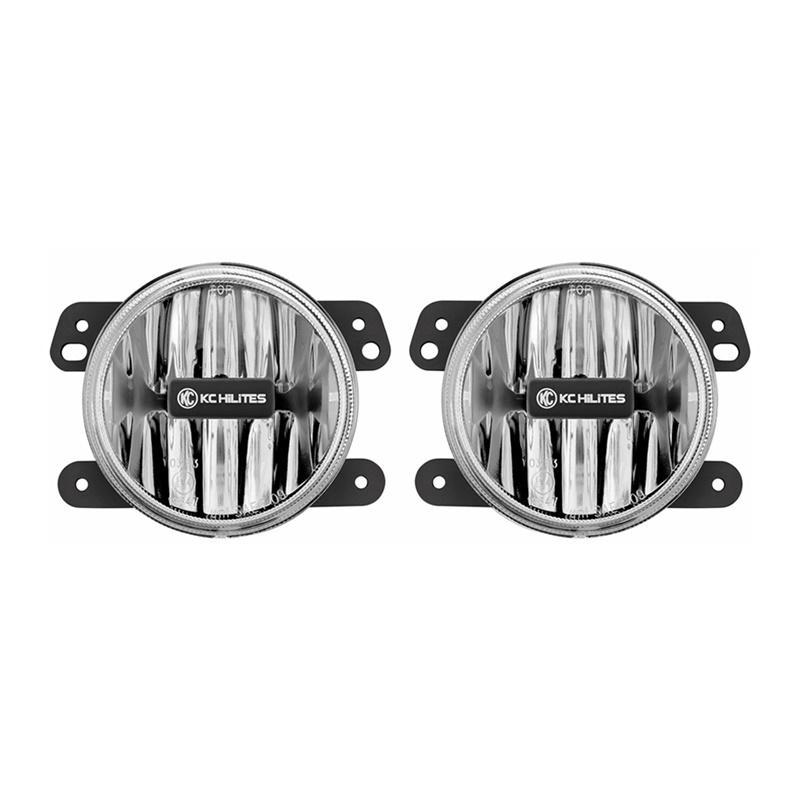 KC HiLiTES 10-18 Jeep JK 4in. Gravity G4 LED Light 10w Sae/ece Clear Fog Beam (Pair Pack System) - Mammoth Racing -