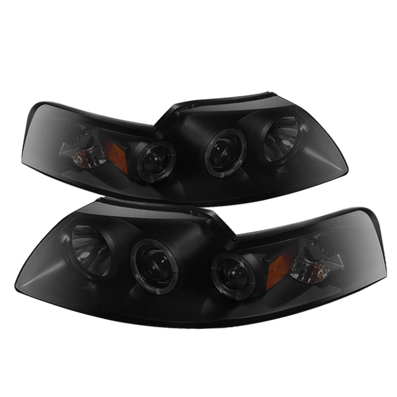 Spyder Ford Mustang 99-04 Projector Headlights LED Halo Blk Smke PRO-YD-FM99-1PC-AM-BSM - Mammoth Racing -