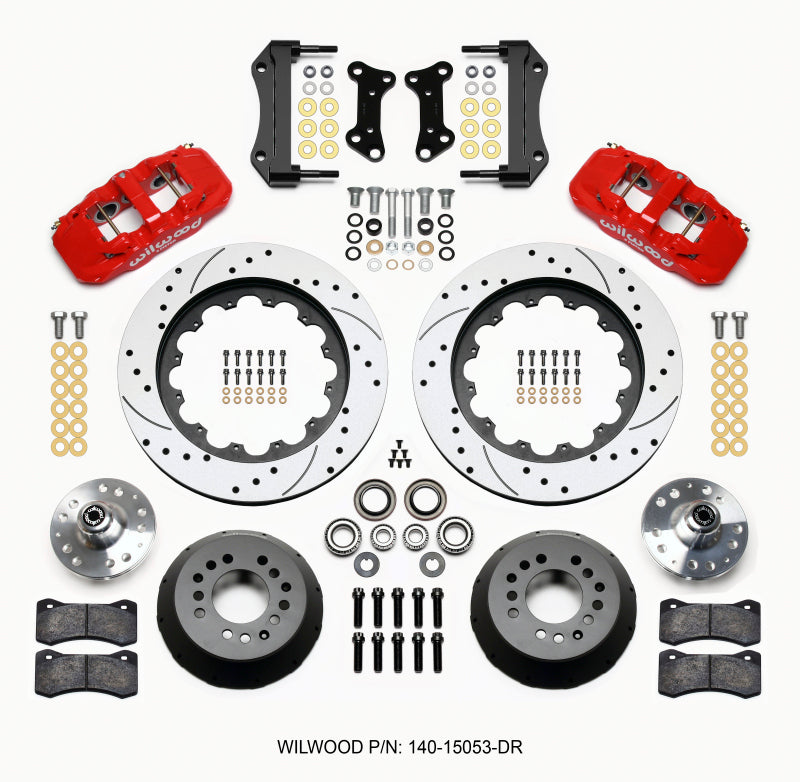 Wilwood Aero6 Front Hub Kit 15.00 Drilled Red 67-69 Camaro 64-72 Nova Chevelle - My Store