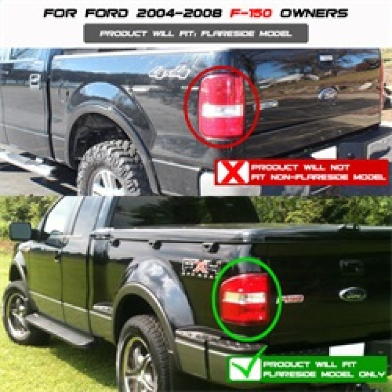 Spyder Ford F150 Flareside 04-08 Euro Style Tail Lights Black ALT-YD-FF15004FS-BK - Mammoth Racing -