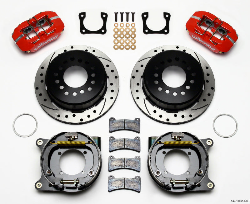 Wilwood Dynapro Low-Profile 11.00in P-Brake Kit Drill-Red Chevy 12 Bolt Spcl 2.81in Offset - Mammoth Racing -