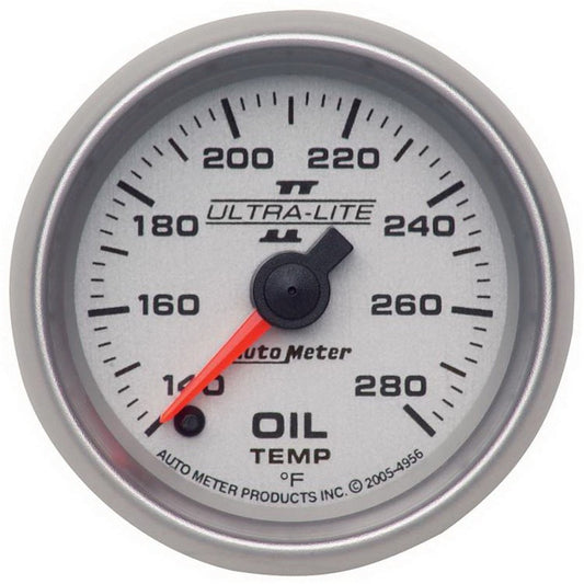 Autometer Ultra-Lite II 52mm 140-280 Deg F Full Sweep Electric Oil Temperature Gauge - My Store