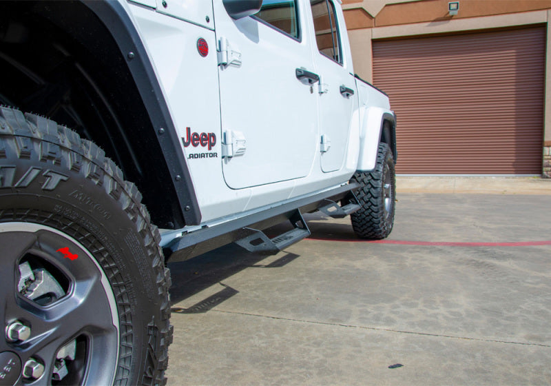 N-Fab Predator Pro Step System 2019 Jeep Wrangler JT 4DR Truck Full Length - Tex. Black - Mammoth Racing -