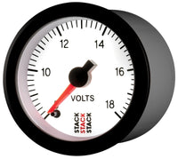 Autometer Stack 52mm 8-18v Pro Stepper Motor Battery Voltage Gauge - White - My Store