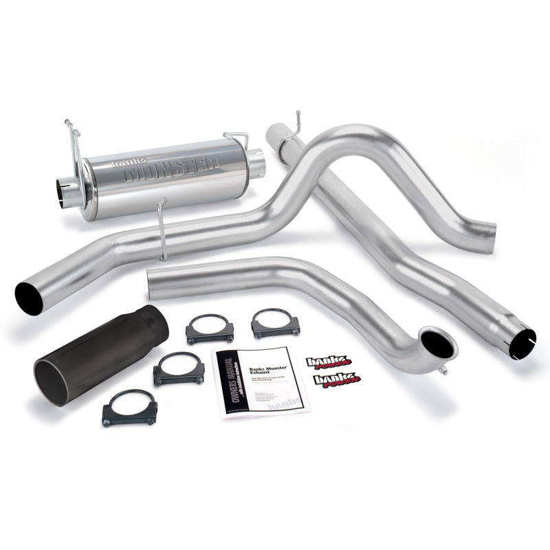 Banks Power 99 Ford 7.3L Truck w/Cat Conv Monster Exhaust System - SS Single Exhaust w/ Black Tip - Mammoth Racing -