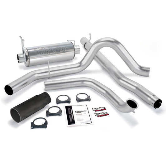 Banks Power 99 Ford 7.3L Truck w/Cat Conv Monster Exhaust System - SS Single Exhaust w/ Black Tip - Mammoth Racing -
