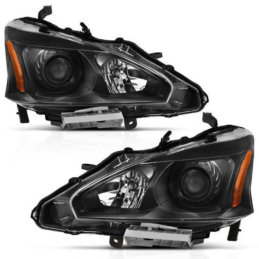 ANZO 2013-2015 Nissan Altima Projector Headlight Black Amber - My Store