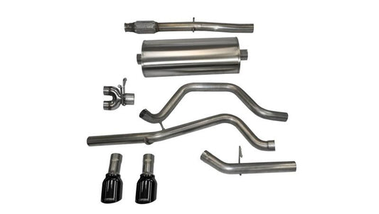 Corsa 14 GMC Sierra/Chevy Silv 1500 Crew Cab/Std. Bed 5.3L V8 Black Sport Dual Rear CB Exhaust - Mammoth Racing -