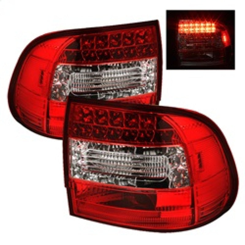 Spyder Porsche Cayenne 03-07 LED Tail Lights Red Clear ALT-YD-PCAY03-LED-RC - Mammoth Racing -