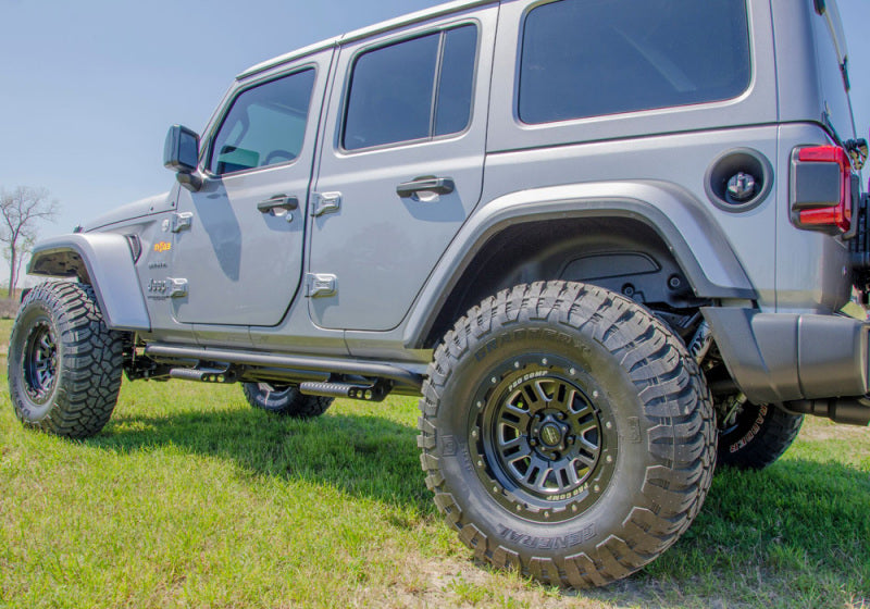 N-Fab RKR Rails 2018 Jeep Wrangler JL 4 Door Dab Length - Gloss Black - 1.75in - Mammoth Racing -