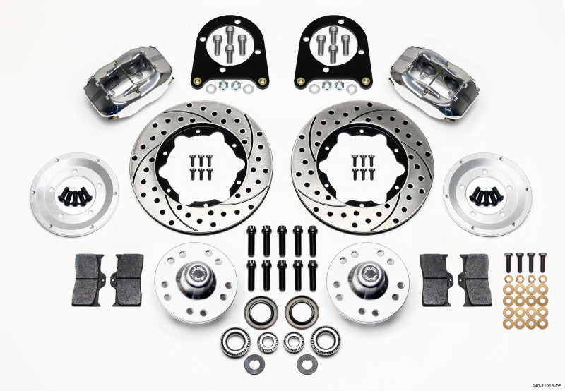 Wilwood Forged Dynalite Front Kit 11.00in Drill-Polished 37-48 Ford Psgr. Car Spindle - Mammoth Racing -