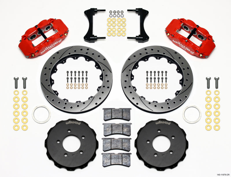Wilwood Narrow Superlite 6R Front Hat Kit 12.88in Drill Red 2006-Up Civic / CRZ - Mammoth Racing -
