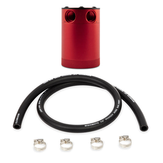 Mishimoto Assembled Universal 2-Port Catch Can Red w/ Hose - Mammoth Racing -