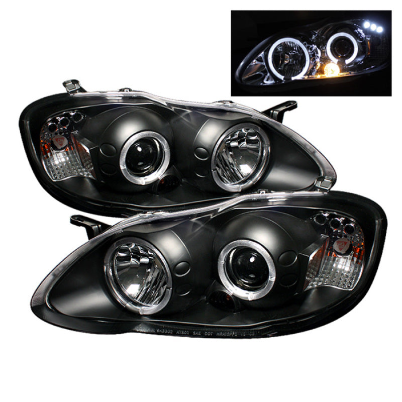 Spyder Toyota Corolla 03-08 Projector Headlights LED Halo- LED Blk - Low H1 PRO-YD-TC03-HL-BK - Mammoth Racing -