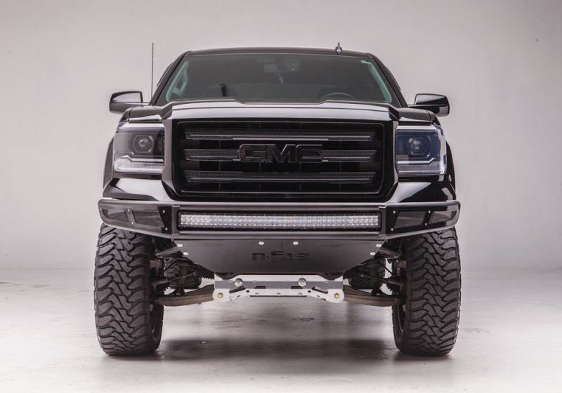 N-Fab M-RDS Front Bumper 15-17 Chevy Colorado - Tex. Black w/Silver Skid Plate - Mammoth Racing -