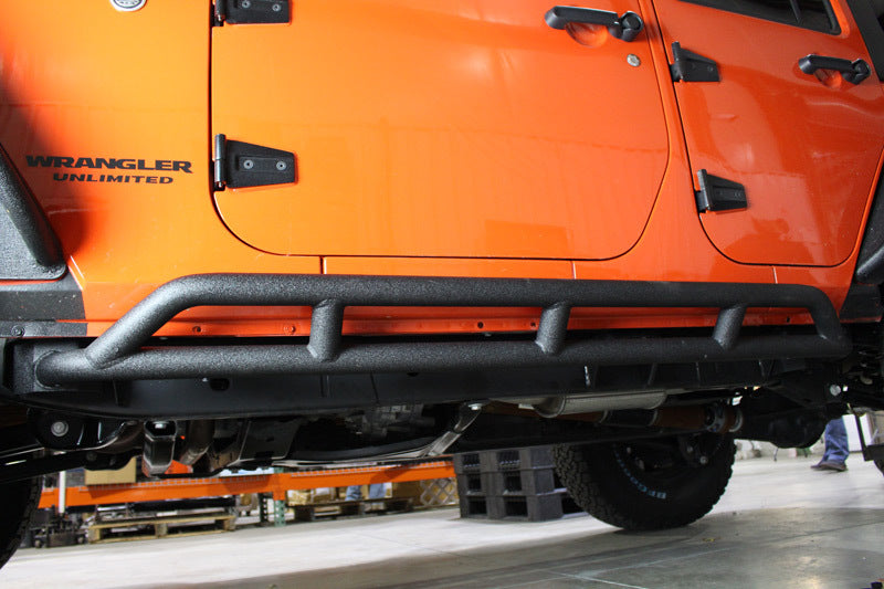 Fishbone Offroad 07-18 Jeep JK 2 Door Wrangler JK Steel Rock Sliders - Blk Textured Powdercoat - Mammoth Racing -