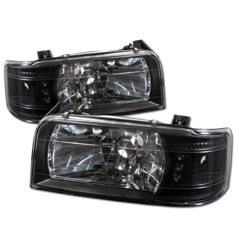 Spyder Ford F150 92-96/Ford Bronco 92-96 1PC LED ( LEDs)Crystal Headlights Blk HD-YD-FB92-1PC-BK - Mammoth Racing -