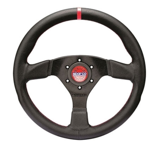 Sparco Steering Wheel R383 Champion Black Leather / Red Stiching - My Store