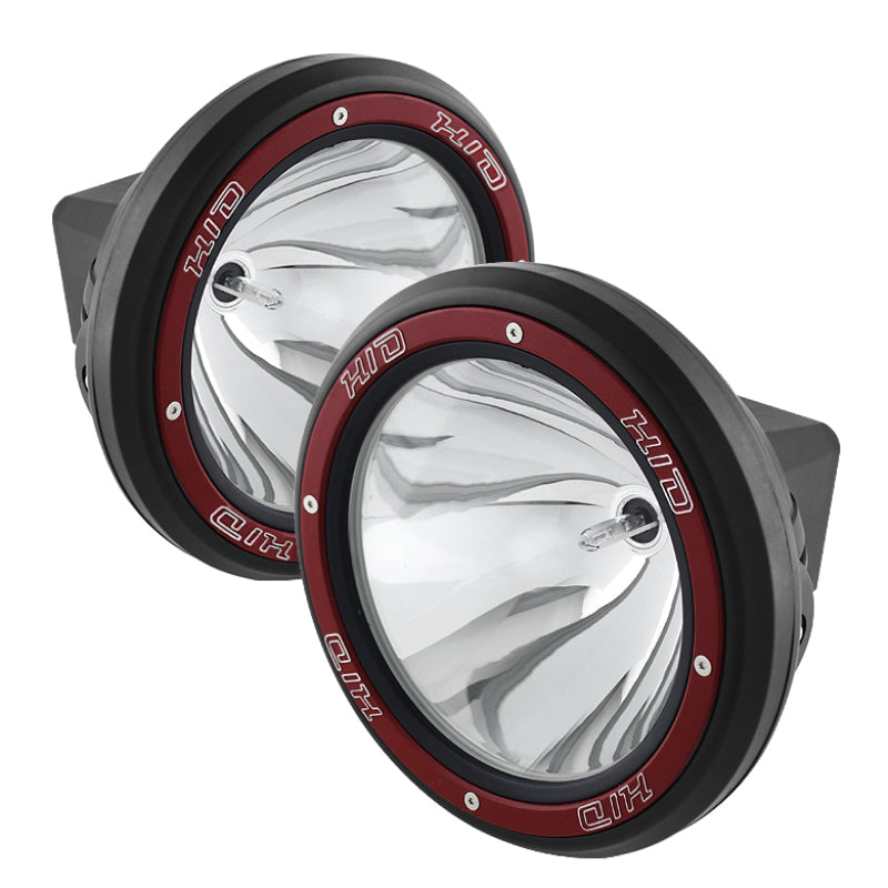 Spyder 7 Inch HID 4x4 fog lights Black/Red Housing w/wiring W/Switch- Chrome FL-CH-JK7004BR-C - Mammoth Racing -