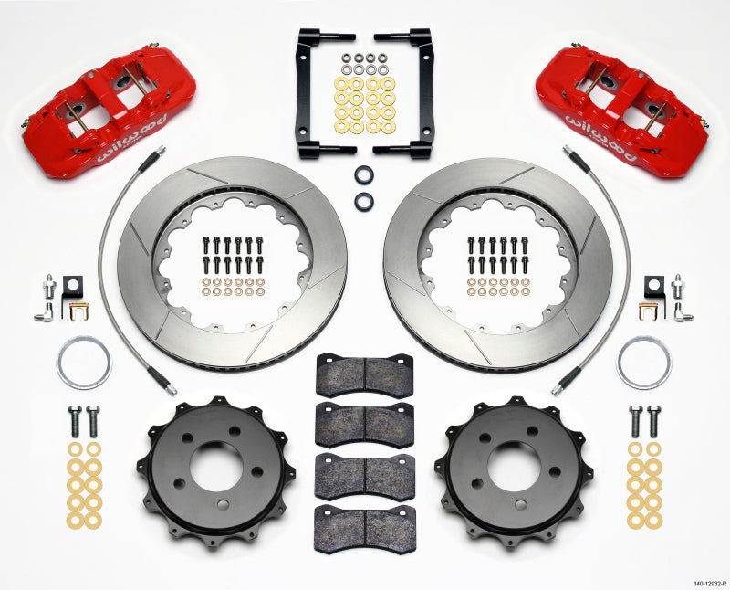 Wilwood Aero4 Rear Kit 14.25in Red 2008-2009 Pontaic G8 w/Lines - Mammoth Racing -