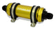 Fuelab 858 In-Line Fuel Filter Long -8AN In/Out 40 Micron Stainless w/Check Valve - Gold - Mammoth Racing -