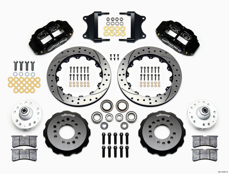 Wilwood Narrow Superlite 6R Front Hub Kit 12.88in Heidts Tri -5 2 inch Drop Spindle - Mammoth Racing -