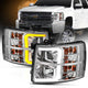 ANZO 07-13 Chevrolet Silverado 1500/2500/3500 Proj Headlights w/ Plank Style Switchback Chrome w/Amb - My Store