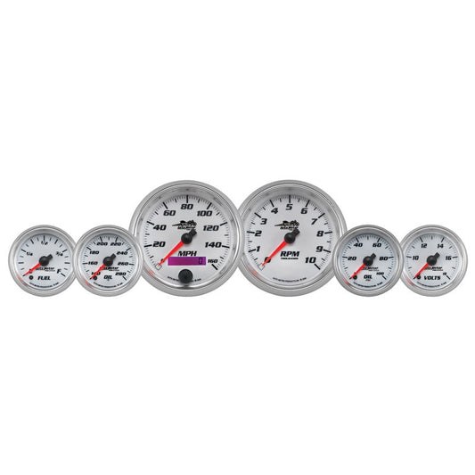 Autometer Pro-Cycle Gauge Kit 6 Pc. Kit 3 3/8in & 2 1/16in Bagger White - My Store