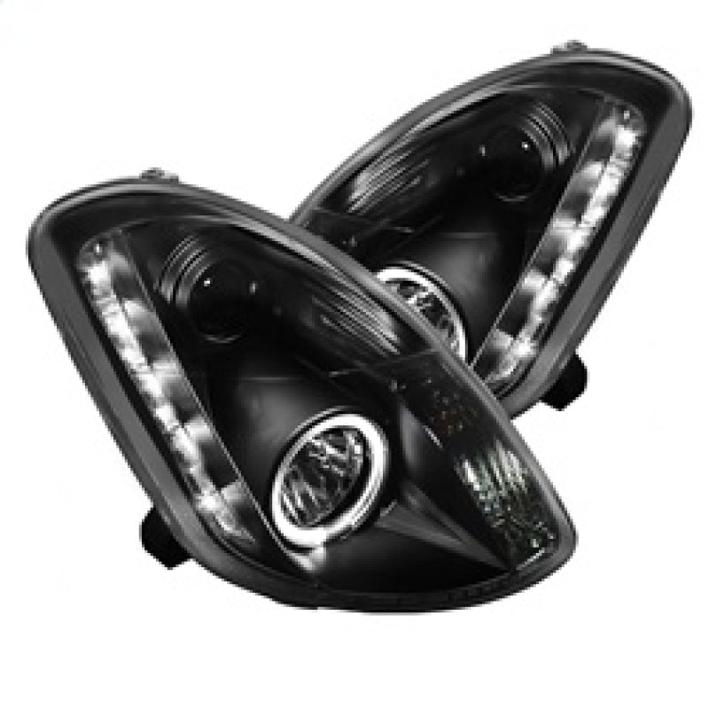 Spyder Infiniti G35 03-04 4DR Projector Halogen - LED Halo DRL Blk High H4 PRO-YD-IG35034D-DRL-BK - Mammoth Racing -