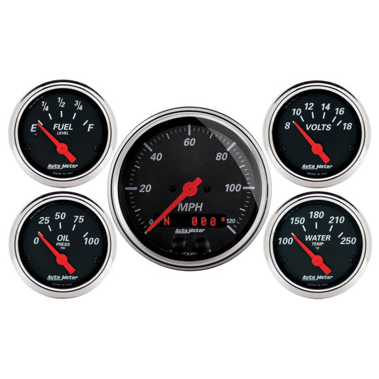 Autometer Designer Black Dash Kit 5pc MPH / Fuel / Oil / Wtmp / Volt - My Store