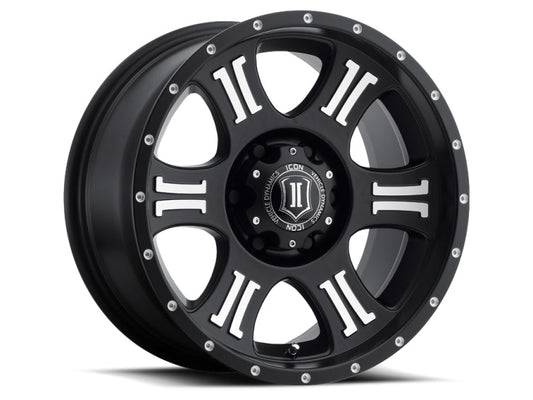 Icon Shield 17x8.5 5x5 0mm Offset 4.75in BS 71.5mm Bore Satin Black/Machined Wheel - Mammoth Racing -