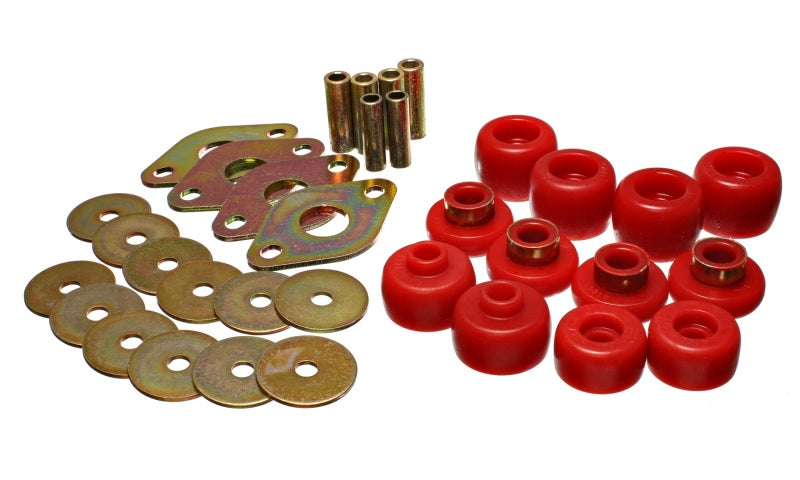 Energy Suspension 93-98 Toyota T100 Red Body Cab Mount Set - Mammoth Racing -