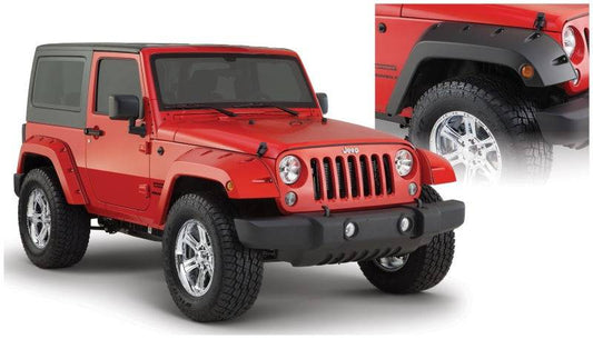 Bushwacker 07-18 Jeep Wrangler Pocket Style Flares 2pc - Black - Mammoth Racing -