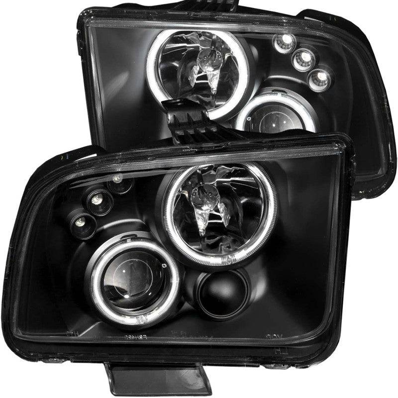 ANZO 2005-2009 Ford Mustang Projector Headlights w/ Halo Black - My Store