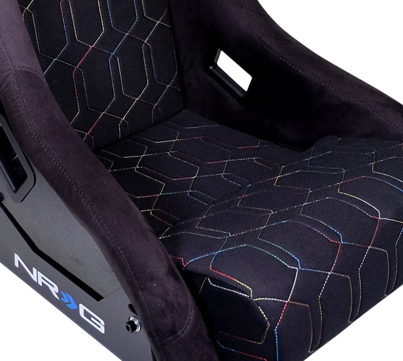 NRG FRP Bucket Seat (Black w/ Multi Color Geometric Pattern) - Large - My Store