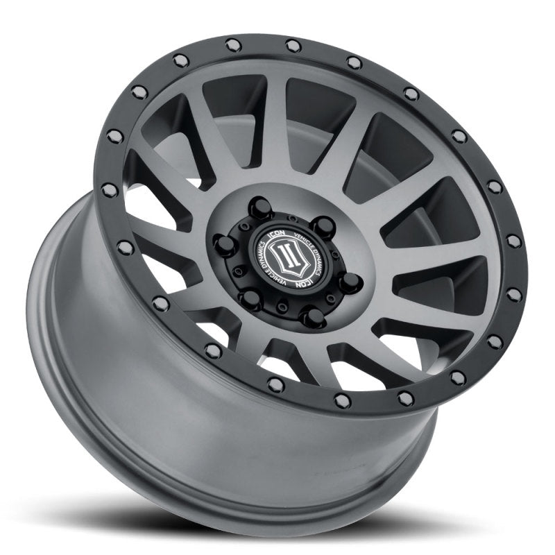 Icon Compression 18x9 5x5 -12mm Offset 4.5in BS Titanium Wheel - Mammoth Racing -