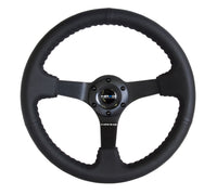 NRG Reinforced Steering Wheel (350mm / 3in. Deep) Bk Leather w/Bk BBall Stitch (Odi Bakchis Edition) - My Store