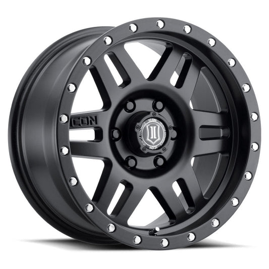 Icon Six Speed 17x8.5 6x5.5 25mm Offset 5.75in BS 108.1mm Bore Satin Black Wheel - Mammoth Racing -