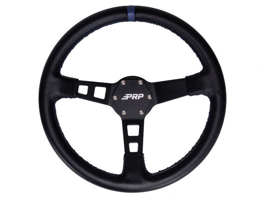 PRP Deep Dish Leather Steering Wheel- Blue - Mammoth Racing -