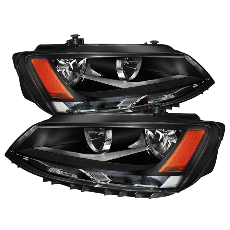 Xtune Volkswagen Jetta 11-14 Amber Crystal Headlights Black HD-JH-VJ11-AM-BK - Mammoth Racing -