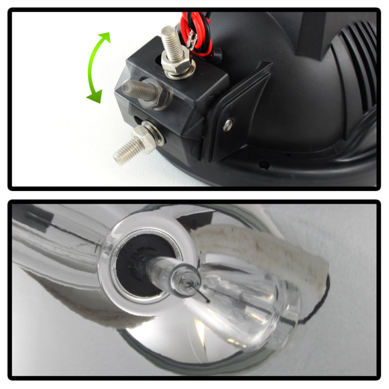 Spyder 7 Inch HID 4x4 fog lights Black/Red Housing w/wiring W/Switch- Chrome FL-CH-JK7004BR-C - Mammoth Racing -