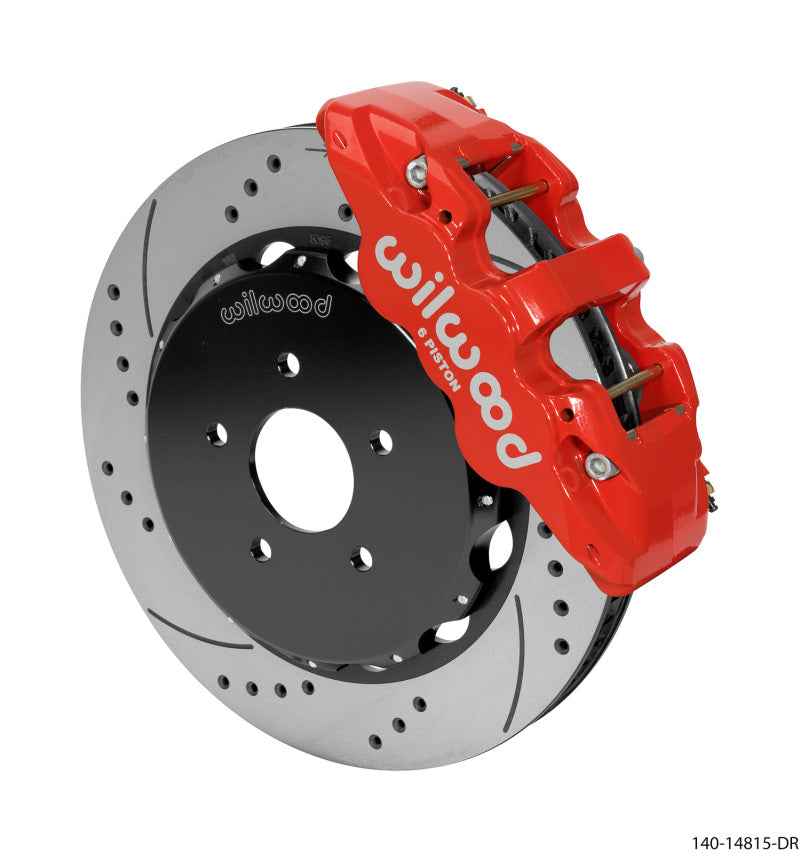 Wilwood Aero6 Front Hat Kit 14.00 Drilled Red 03-09 Nissan 350z w/Lines - My Store