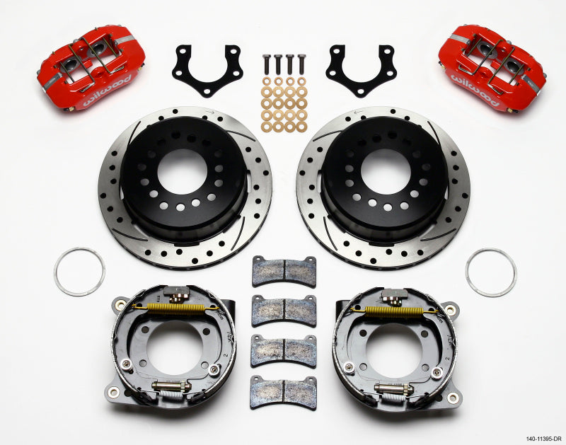 Wilwood Dynapro Low-Profile 11.00in P-Brake Kit Drill-Red Mopar/Dana 2.36in Off w/Snap Ring Brng - Mammoth Racing -