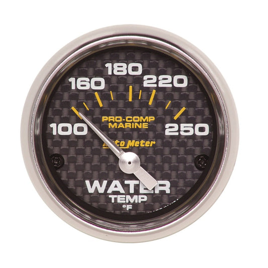 Autometer Marine Carbon Fiber Ultra-Lite 2-1/16in 100-250 Degrees Electric Water Temperature Gauge - My Store