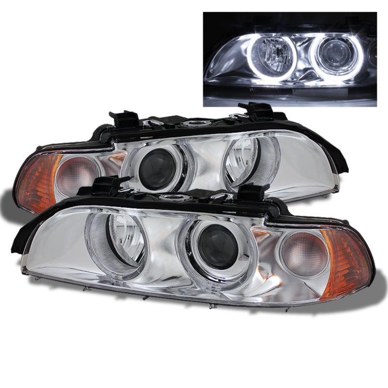 Xtune Bmw E39 5-Series 97-03 Halo Projector Headlights Chrome PRO-CL-BE3997-G2-C - Mammoth Racing -