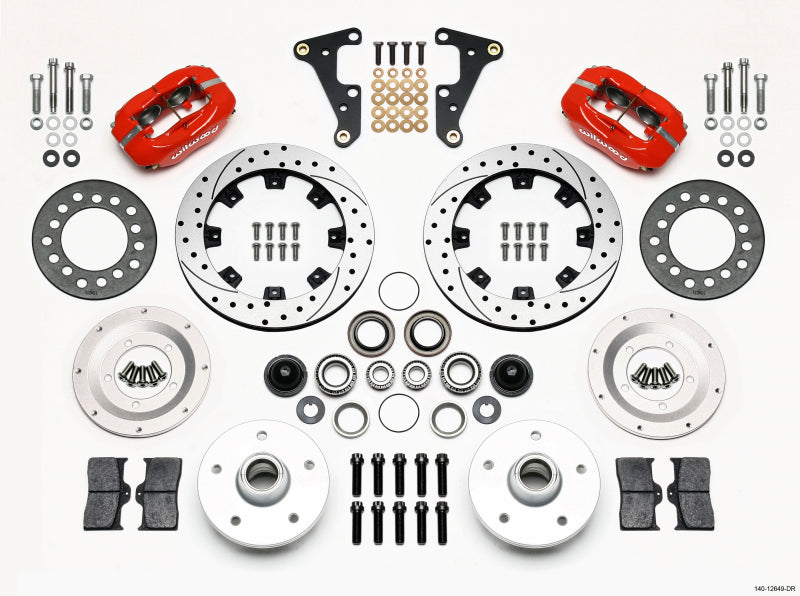 Wilwood Forged Dynalite Front Kit 11.75in Drilled Red 41-55 Cadillac - Mammoth Racing -