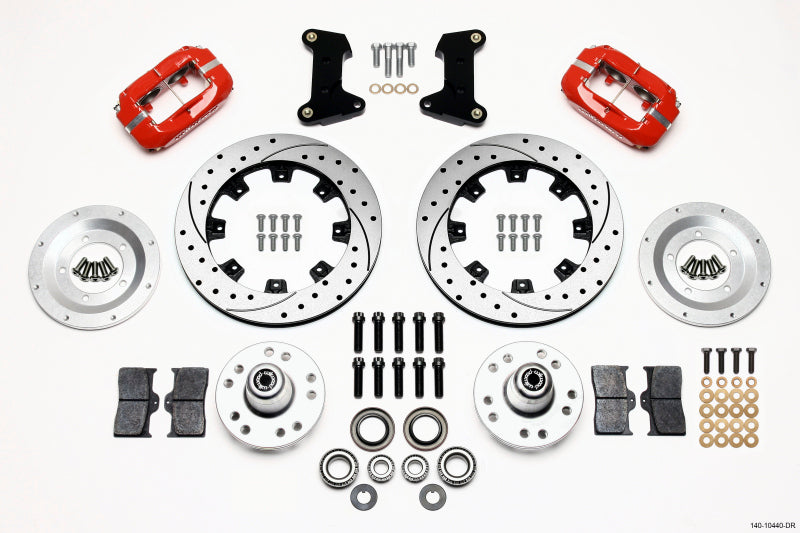Wilwood Forged Dynalite Front Kit 12.19in Drilled Red 74-80 Pinto/Mustang II Disc Spindle only - Mammoth Racing -