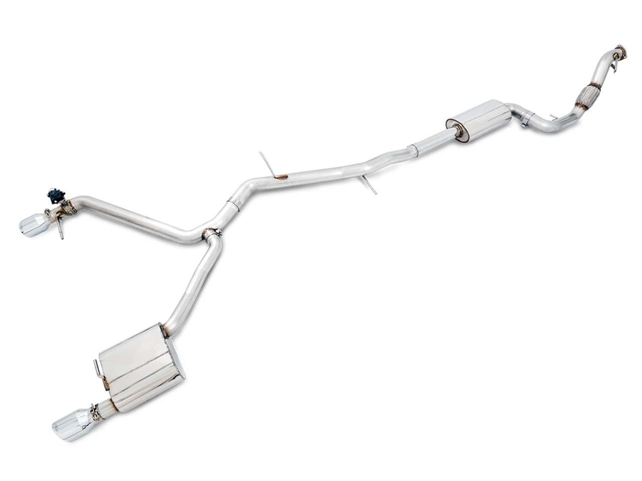 AWE Tuning Audi B9 A4 SwitchPath Exhaust Dual Outlet - Chrome Silver Tips (Includes DP and Remote) - Mammoth Racing -