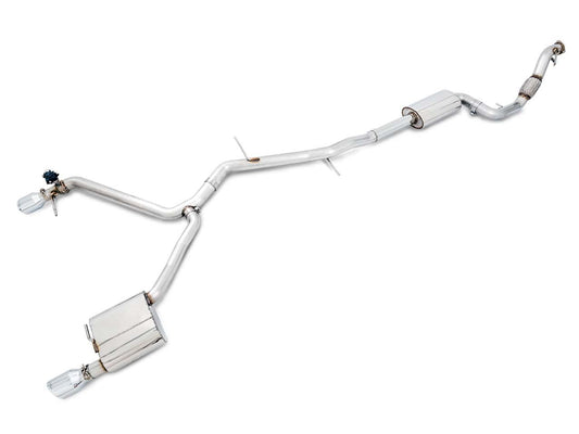 AWE Tuning Audi B9 A4 SwitchPath Exhaust Dual Outlet - Chrome Silver Tips (Includes DP and Remote) - Mammoth Racing -